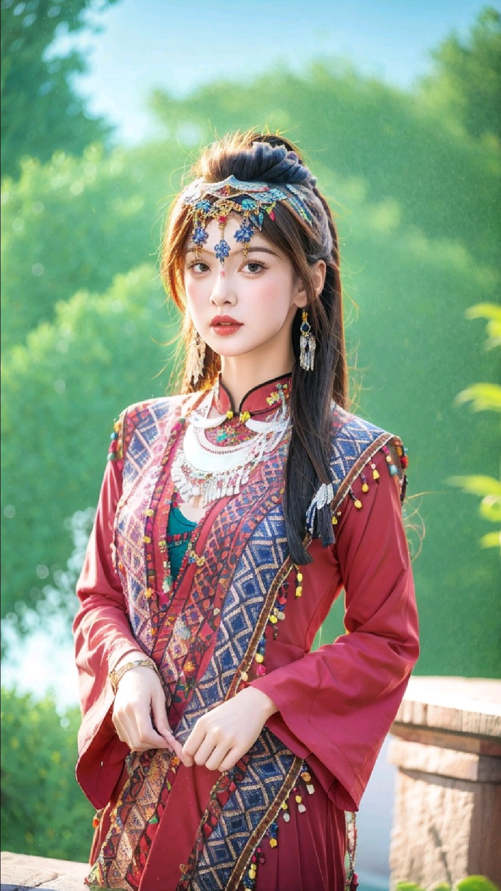 穿少數民族服飾的漂亮美少女 傳承與美學的絢麗交融